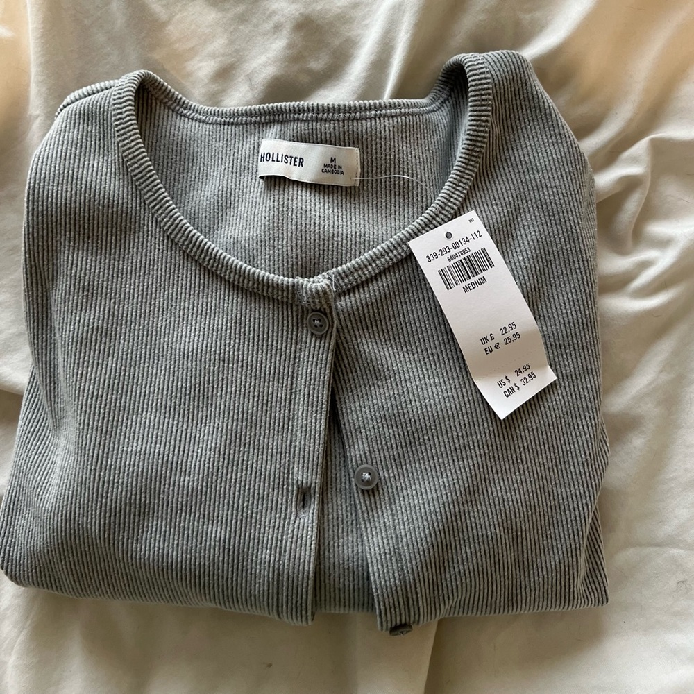 Hollister Gray Cardigan Sweater Knit